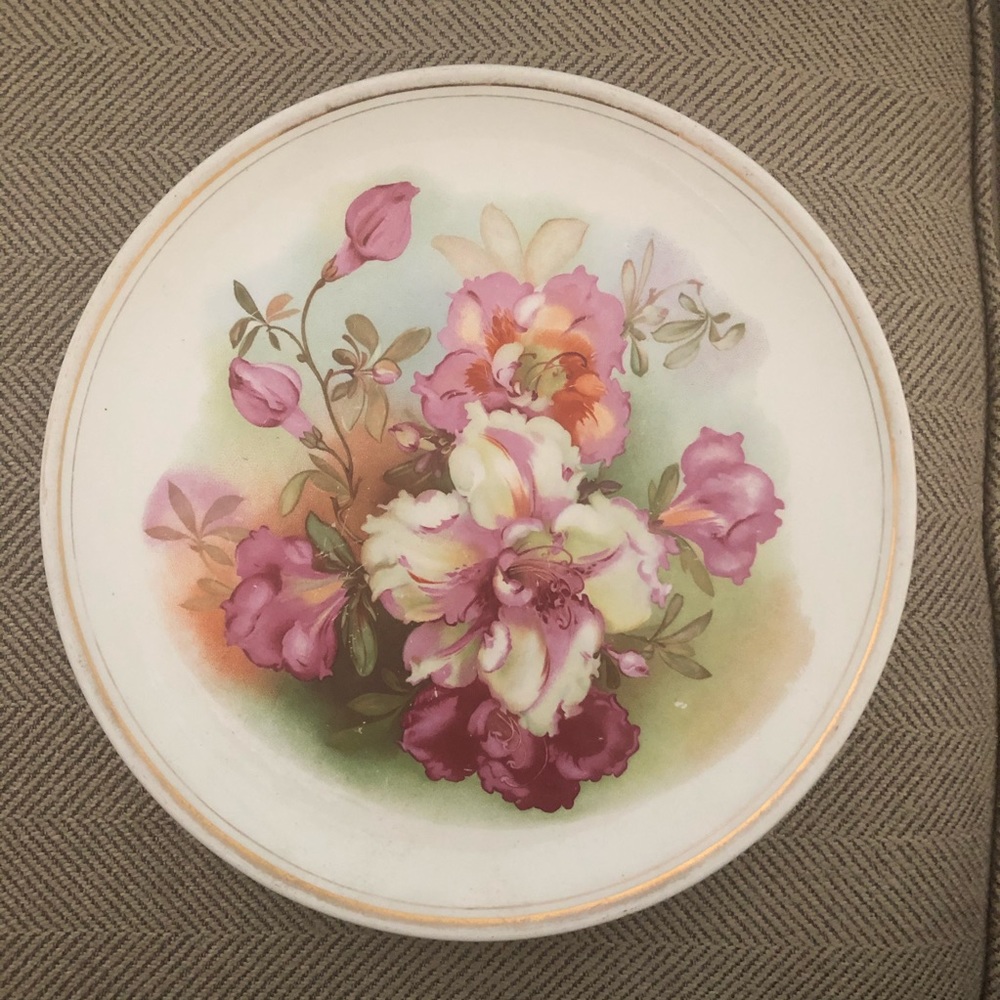 🌸Antique Dresden (German) Azalea Cake Plate 10.5”